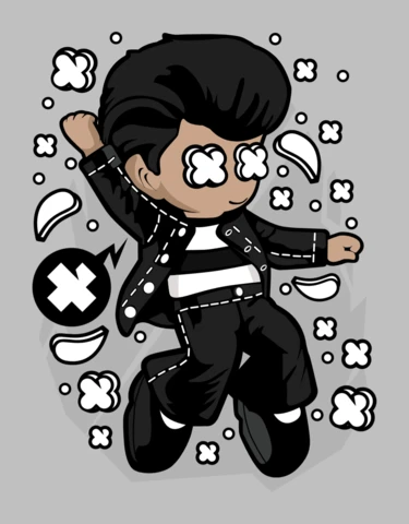 Elvis personaje de dibujos animados cultura pop plantilla de diseño de camiseta