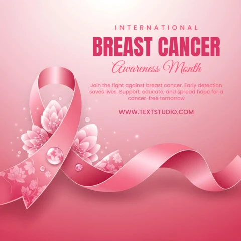 International Breast Cancer Pink Ribbon & Sparkling Floral Banner Design Template