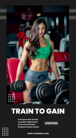 Train To Gain Gym Lifestyle Instagram Story Post Design Template