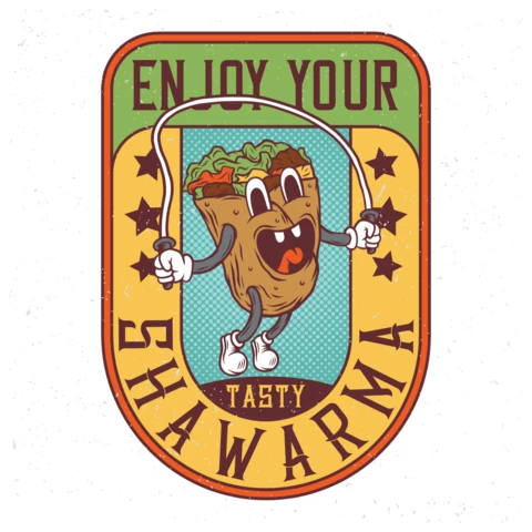 Funny Shawarma Character T-Shirt Design Template