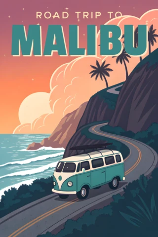 Vintage Road Trip Design Template for Travel Posters