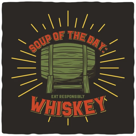 Шаблон дизайна винтажной футболки Dram with whiskey