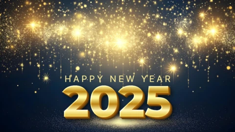 Carte de vœux 2025 à paillettes d'or
