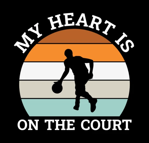 My Heart Is On The Court Basketball T-shirt Design Template