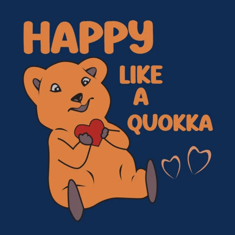 Heartwarming Quokka ‘Happy Like a Quokka’ Cute Cartoon with Love Quote for Uplifting Merch T-Shirt Design Template