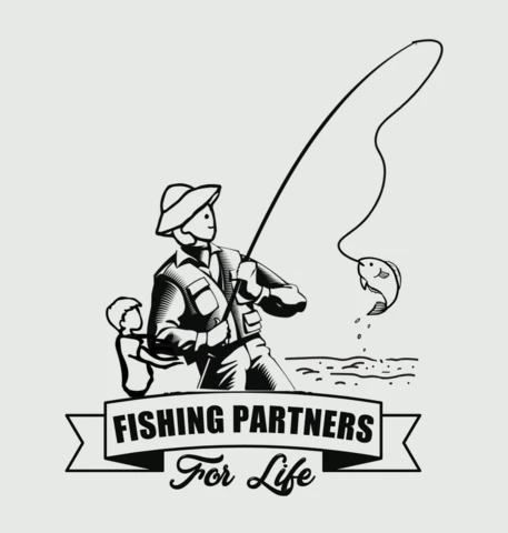Modello di maglietta per partner di pesca per la vita