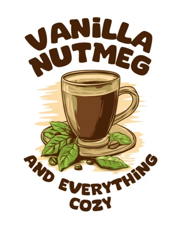 Plantilla de diseño de café acogedor con ilustración de vainilla y nuez moscada.