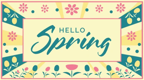 Spring Floral Design Template with Retro Aesthetic