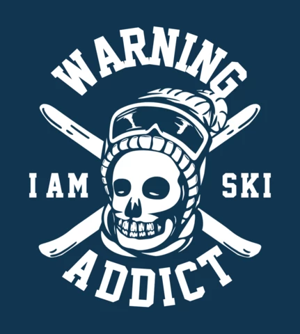 I Am Ski Addict With Skull Vintage T-shirt Design Template