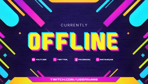 Modèle de bannière hors ligne pour streamers avec néon vibrant
