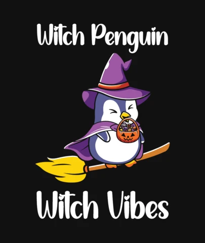 Modèle de t-shirt d'Halloween pour pingouin sorcier