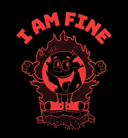 Ich bin ein feiner Erdkarton-auf-Feuer-T-Shirt-Design-Vorlage.