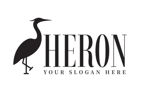 Heron Bird Logo Design Template
