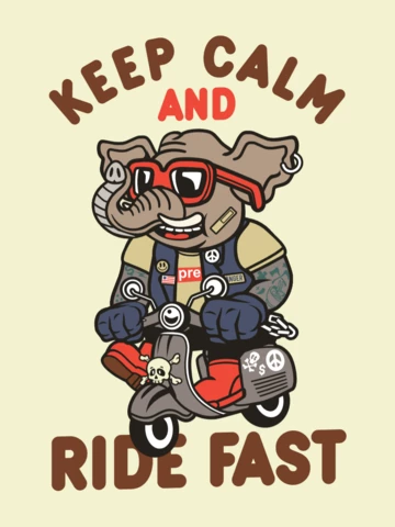 Restez calme et roulez vite avec le modèle de conception de t-shirt de personnage de dessin animé
