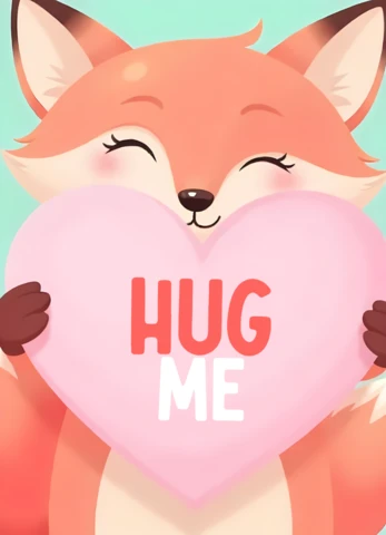 Plantilla de tarjeta de San Valentín del zorro lindo - abrazo me corazón ilustración