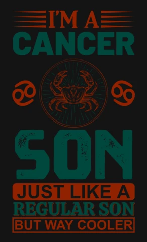 Plantilla de diseño de hijo con cáncer: divertido gráfico del zodiaco para camisetas personalizadas