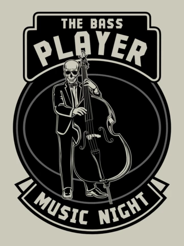 Bass Player Character T-Shirt Design Template