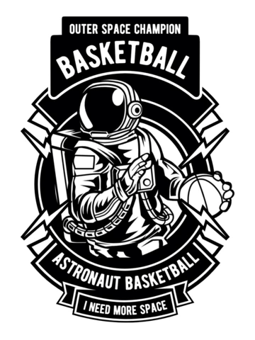 Basketball Astronaut T-Shirt Design Template