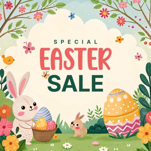 Plantilla de diseño de venta de Pascua caprichosa para promociones festivas
