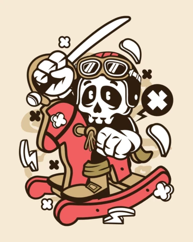 Horse Rocking Skull Cartoon Character Design Template