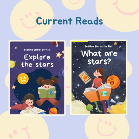 Dos libro infantil explorar estrellas instagram post plantilla de diseño