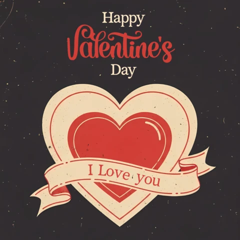 Plantilla de diseño de corazón para tarjetas de felicitación retro del Día de San Valentín