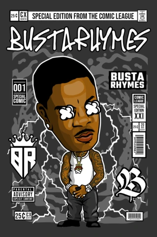 Modèle de couverture de magazine pour le personnage de bande dessinée Busta rhymes
