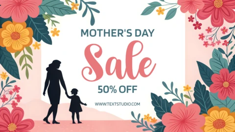 Modèle de vente de fleurs pour la fête des mères - promotion de 50 % modifiable
