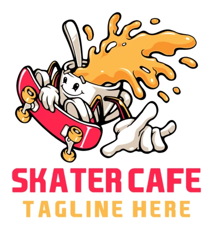 Kaykay patencisi kafe logo tasarım şablonu