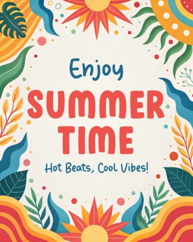 Vibrant Summer Time Design Template: Fun and Colorful Tropical Vibes