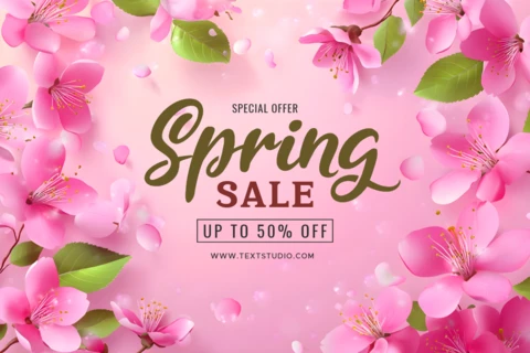 Spring Floral Sale Design Template - Editable Spring Promotion with Pink Blossom Aesthetics