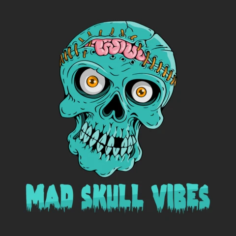 Mad cráneo vibraciones plantilla de diseño para la mercancía de Halloween