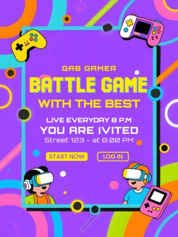 Design del template per eventi di gioco colorati per manifesti e volantini