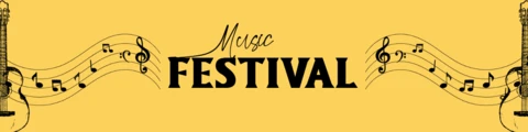 Plantilla de diseño de banner de festival vectorial amarillo