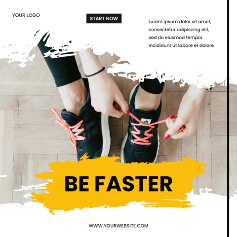 Modelo de design de postagem para instagram de anúncio de academia Be faster