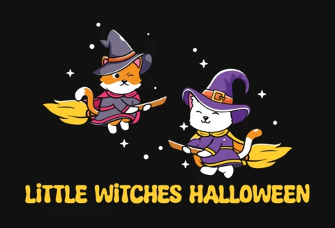 Divertidas brujitas kawaii diseño de camiseta de halloween