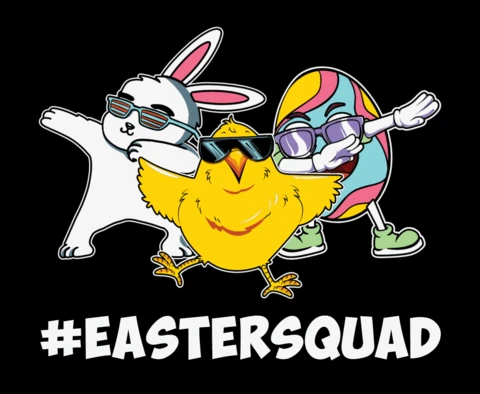Easter Squad Dabbing Bunny And Chick T-Shirt Design Template