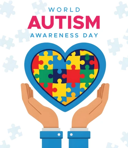 Autism Awareness Day Heart Design Template for Posters