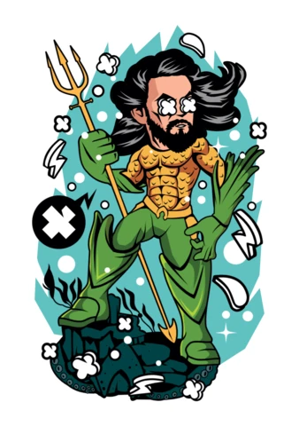 Aquaman Cartoon Character T-shirt Design Template