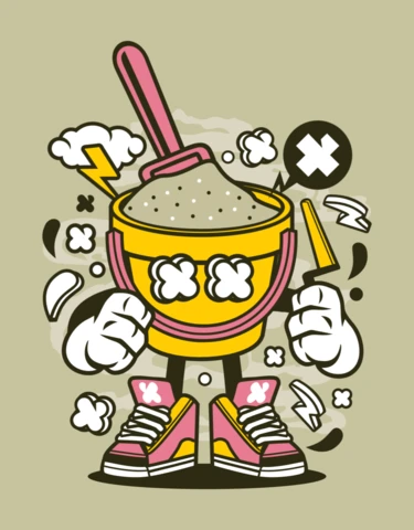 Sand Bucket Cartoon Character Poster Design Template