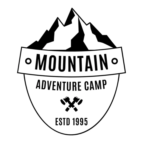 Mountain Adventure Camp Badge Template Design
