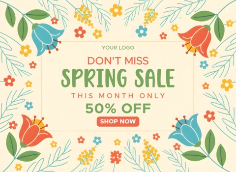 Spring Festival Sale Poster – Colorful Floral Theme with Limited-Time Shopping Offers