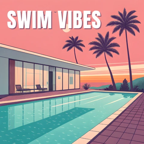 Retro Flat Poolside Vibes Design Template for Summer Party Invitations