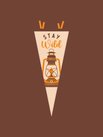 Blijf wild wimpel t-shirt sjabloon ontwerp