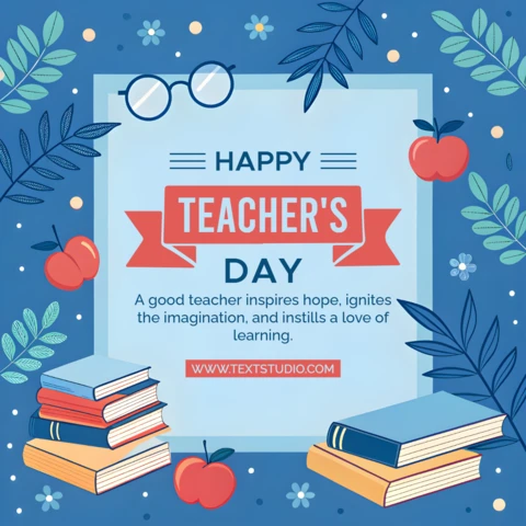 Playful Teacher's Day Design Template with Books and Apples