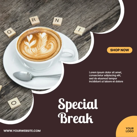 Plantilla de diseño para publicación en redes sociales de promoción de café