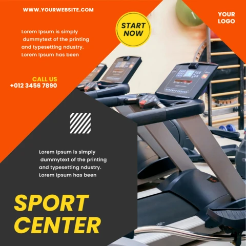 Modèle de conception de publication géométrique promotionnelle sur les réseaux sociaux pour un centre sportif
