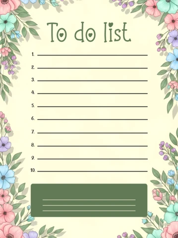 Diseño de plantilla de lista de tareas florales para organizar tareas