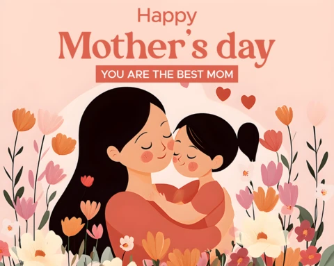 Floral Illustration Mother's Day Card Template - Celebrate The Best Mom Design