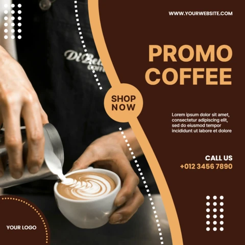Plantilla de diseño para publicación en redes sociales de promoción de capuchino